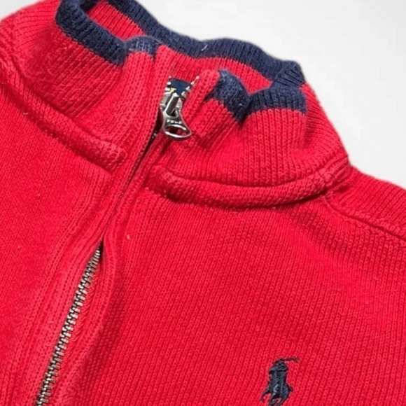 Polo Ralph  Lauren Red Half Zip Sweater - Picture 2 of 4